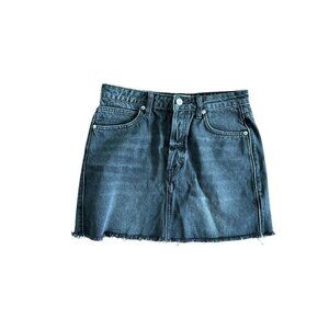 We The Free Jean Skirt  Mini Skirt Cut Off Raw Hem Full Zipper Front Black 27